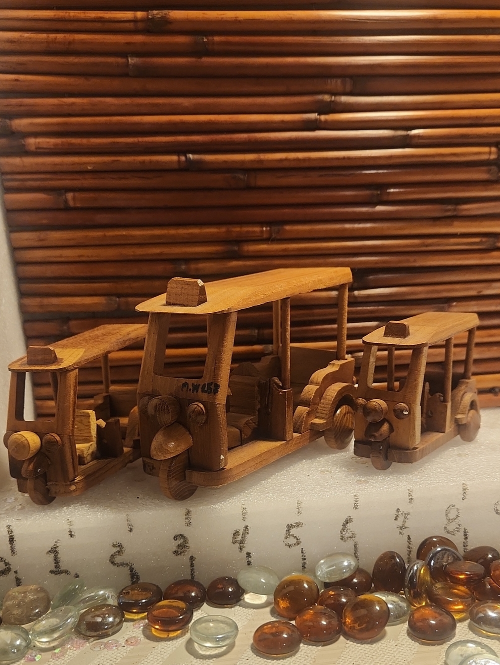 Wooden Toy Tuk Tuk Trio in Brown - Classic Kids Vehicle Set